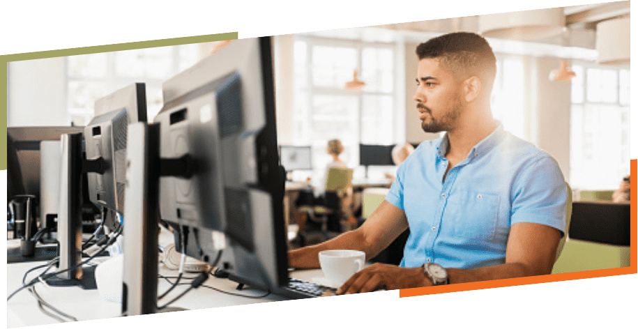 man working on computer